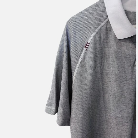 Rhone Delta Pique Lightweight Mesh Gray/White Golf Polo Shirt Men's size L - Picture 4 of 7